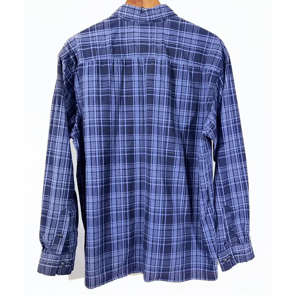 Tommy Hilfiger Jeans Men's Large Blue Plaid Long Sleeve Button Up Shirt